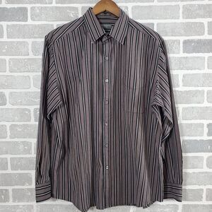 Lyle & Scott‎ Scotland Shirt Mens Large Striped Multicolor Long Sleeve Button Up